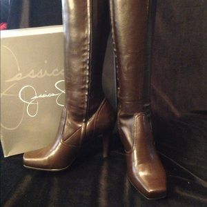 Jessica Simpson brown stretch boots sz7